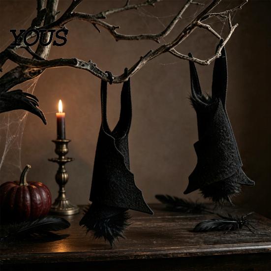 Home Interior Halloween Ornaments Bat Decorations, Realistic Felt Hanging Bats, Spooky Flying Props Party Background Decor for Haunted House
