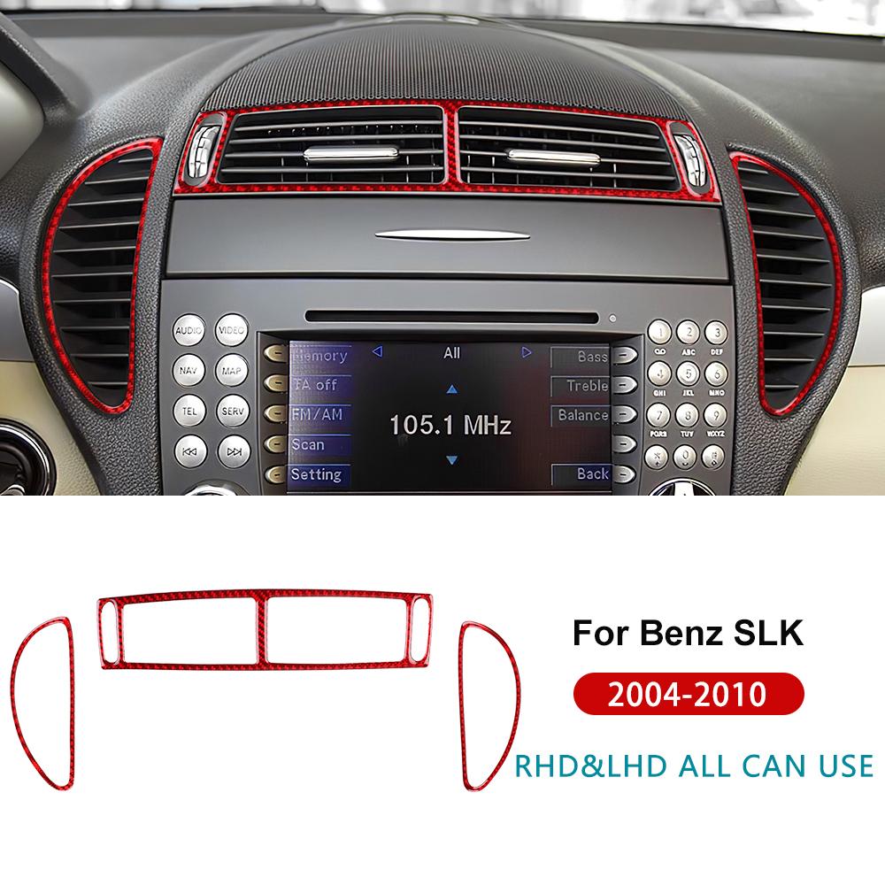 For Mercedes Benz SLK R171 2004 2005 2006 2007 2008 2009 2010 Central Air Outlet Real Soft Carbon Fiber Trim Sticker Accessories