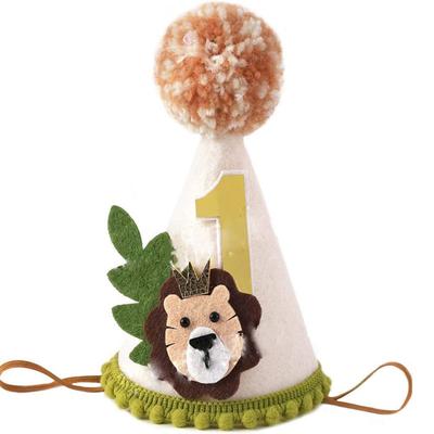 Felt Kids' Party Decorations 15*9.5*9.5 CM Jungle Party Birthday Hat First Birthday