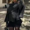 Manteau tricoté élégant pour femme, écharpe décorée, automne, décontracté, solide, irrégulier, ample, chaud, pardessus, hiver, nouveau design, vêtements esthétiques chics