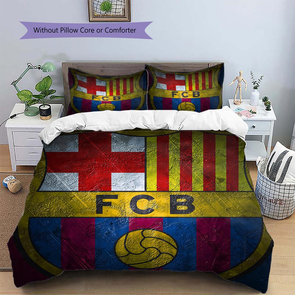 Povlečení s motivem FC Barcelona Domácí dekorace Narozeninový dárek (1 * povlak na přikrývku + 2 * povlak na polštář, bez výplně)
