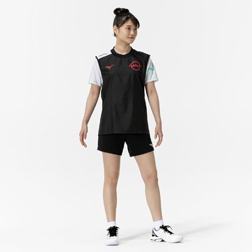 Mizuno N-XT Sleeveless Breaker Shirt for Volleyball, Club Activities, V2MEC001, Black/Red