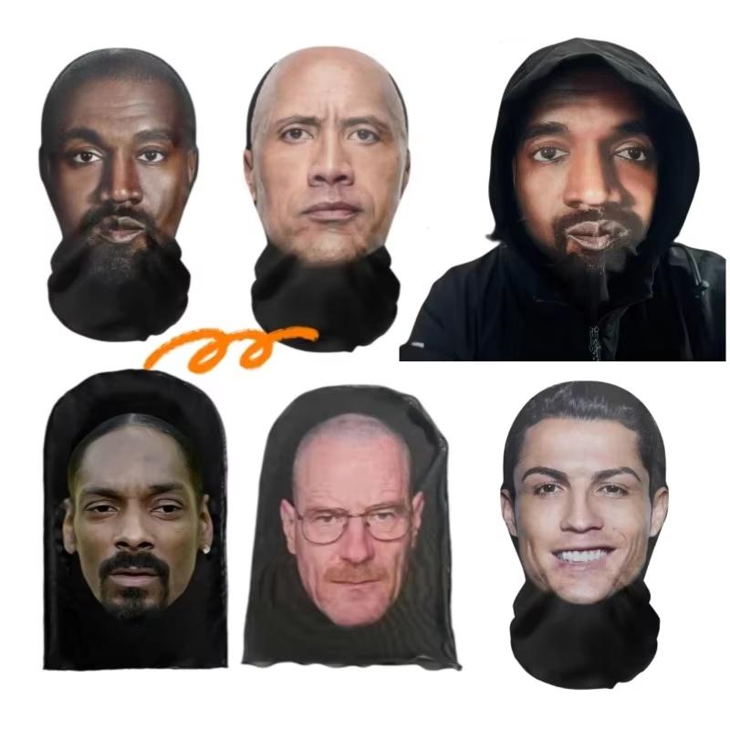 Latest 3D Printed Playful Mask Elastic Mesh Disguise Full Face Mask For Men Women Cosplay Headwear Hip Hop Fashion Hood Hat Headgear