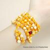 Natural Russian White Amber and Beeswax Multi-Loop Prayer Bracelet with 108 Gold Porcelain Demon Flower Beads