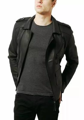 Stilvolle Herren Lederjacke Schwarz Echtes Lammlederjacke Motorrad
