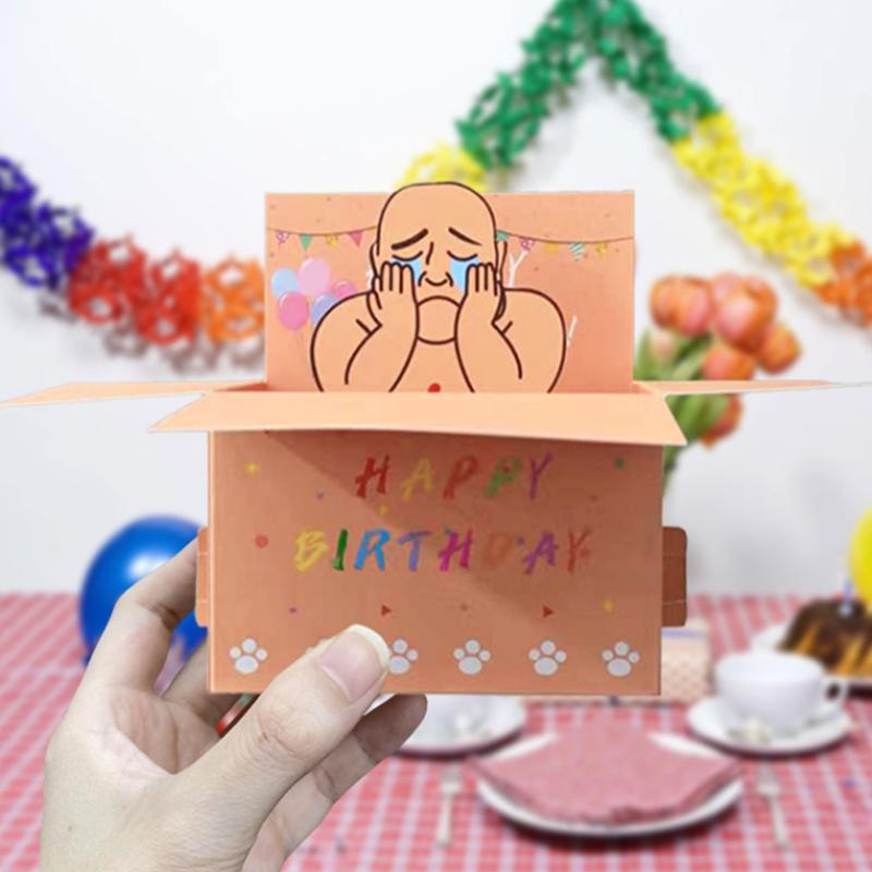 Funny Happy Birthday Pop-Up Card 3D Character Design Paper Party Invitation Perfect Gift For Family Friends And Co-Workers