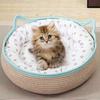 Cat Basket Bed with Cushion Cotton Rope Handwoven Pet Bed Breathable Cat Ear Pet Bed for Indoor Cats