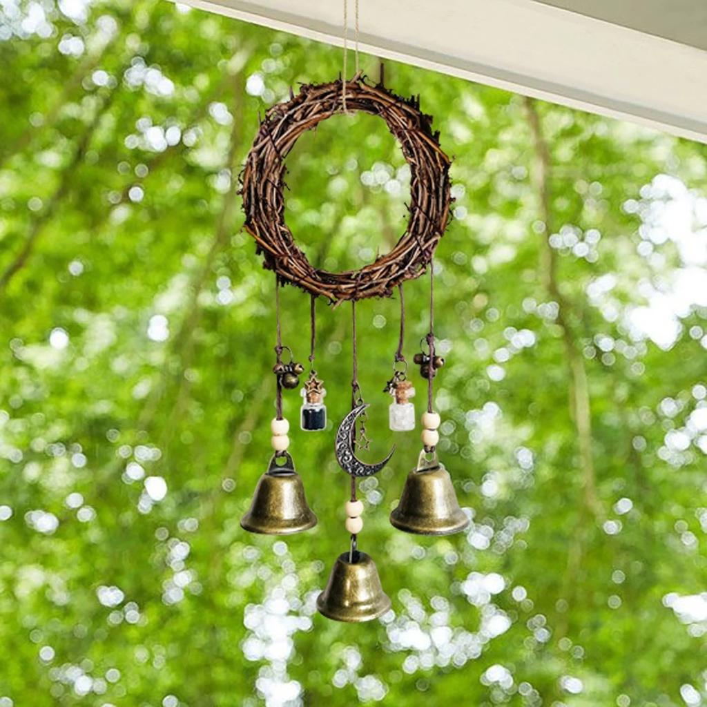 Witch's Bell Decor Door Handle Pendant Rattan Wind Chime Witch Pray Crystal Wind Chime Creative Family Room Decor