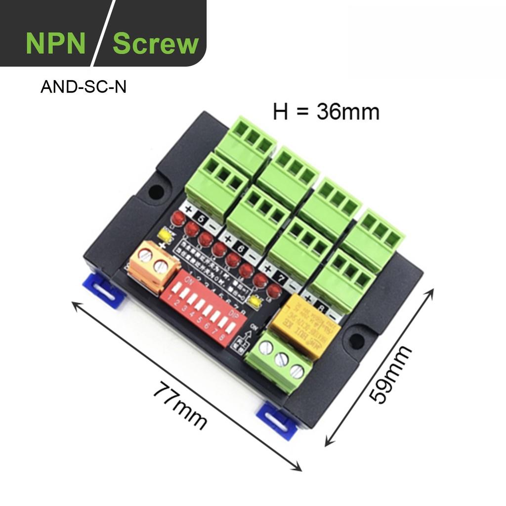 AND Gate Logic Processing Module Terminal Block With 8 Input Channel Sensor NPN/PNP Relay Output For Multiple Conditions Control