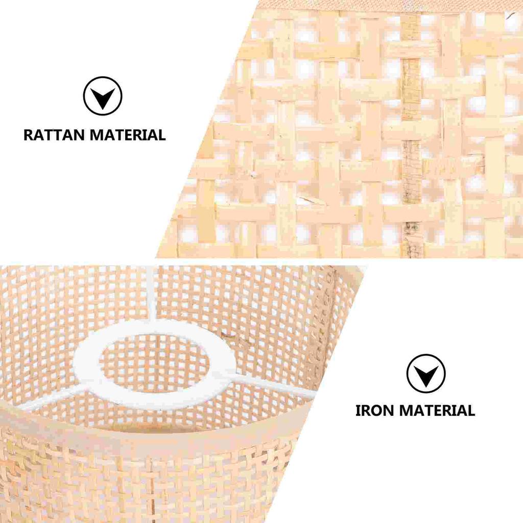 Woven Rattan Lampshade Ceiling Ornament Black Chandelier Accessories Decor Simple Craft Desk