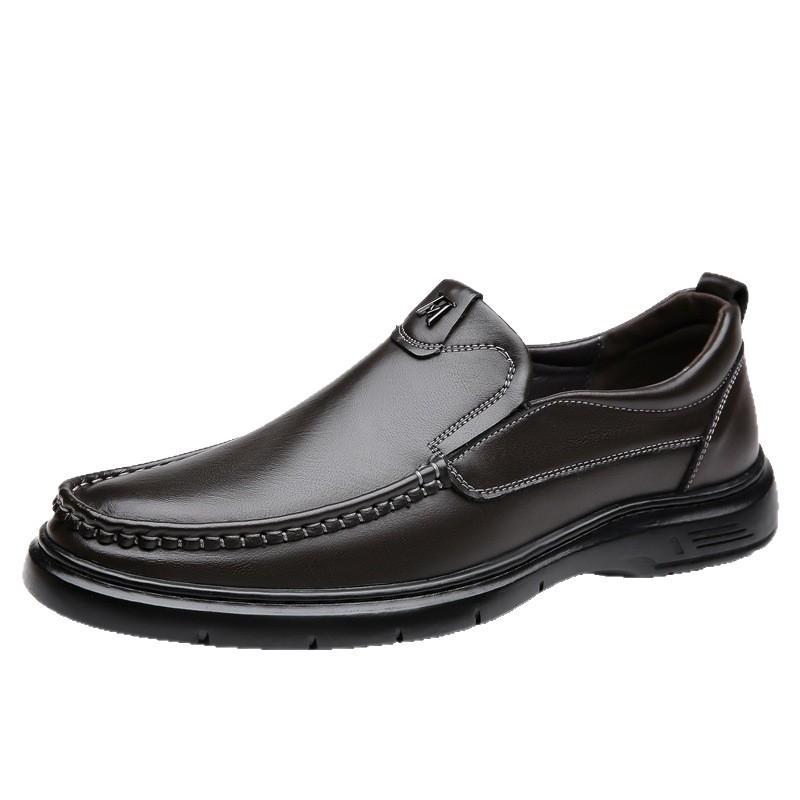 Casual leather shoes men's new men's shoes genuine leather business loafers summer hole shoes dad shoes