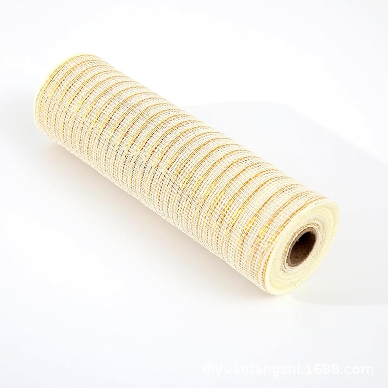 1Roll 10Yards Champagne Christmas Tree Mesh Ribbon, DIY Christmas Tree Ribbon Garland Bow Pendant Gauze Ribbon, Xmas Scene Decor L