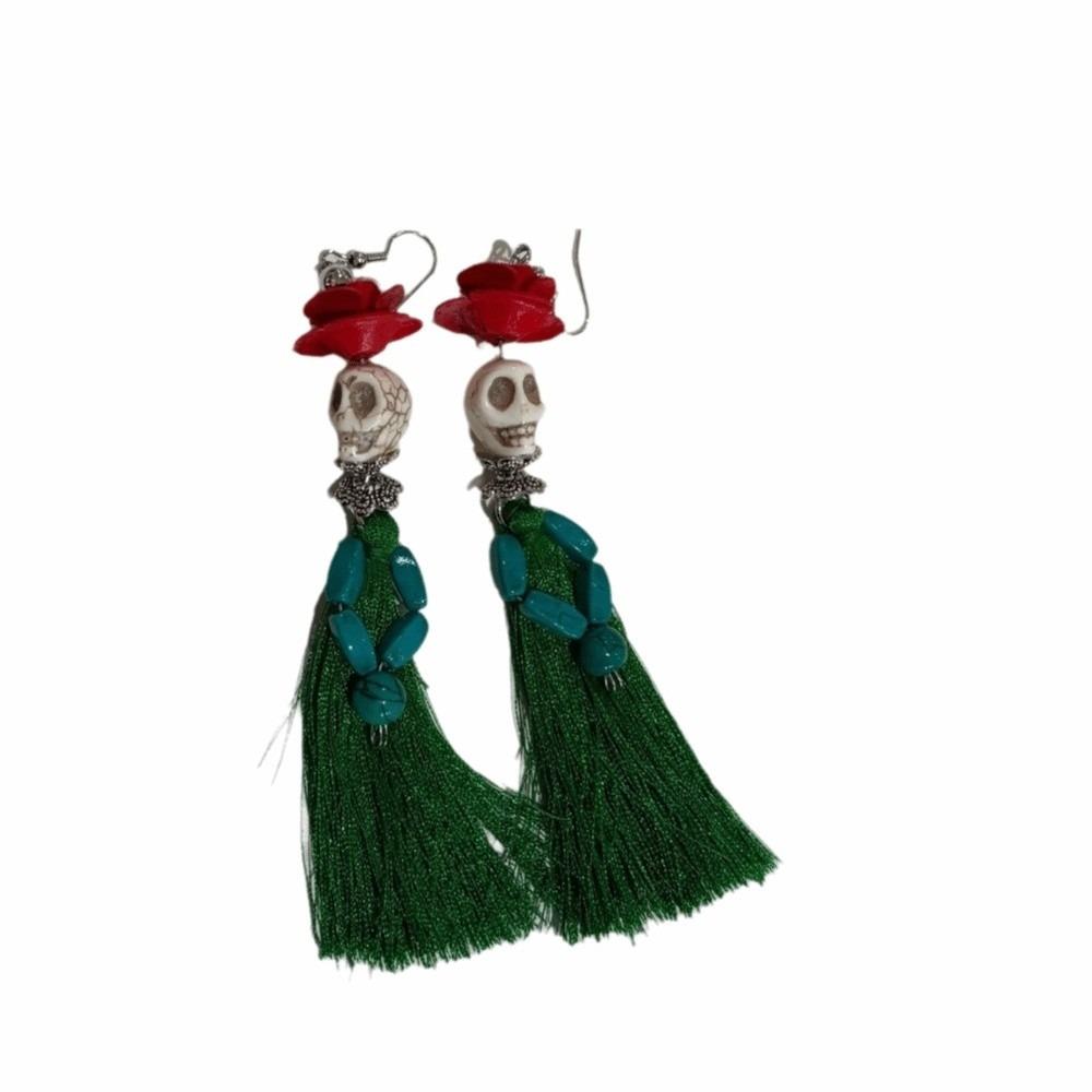 Rice Bead Halloween Earrings Tassel Ear Jewelry Accessories Trendy Pumpkin Earrings  Party