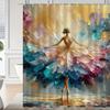 Artistic Ballerina Print Waterproof Shower Curtain For Bathroom, Colorful Abstract Design High-End Toilet Partition Curtain