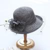 European and American lace mysterious mesh crimped top hat elegant diamond bow sun hat women's summer fashion sun hat