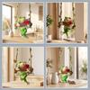Frog on A Swing Ornament Compact Resin with Hemp Rope Hanging Decor Relaxing Garden Table Decorations for Indoor Outdoor