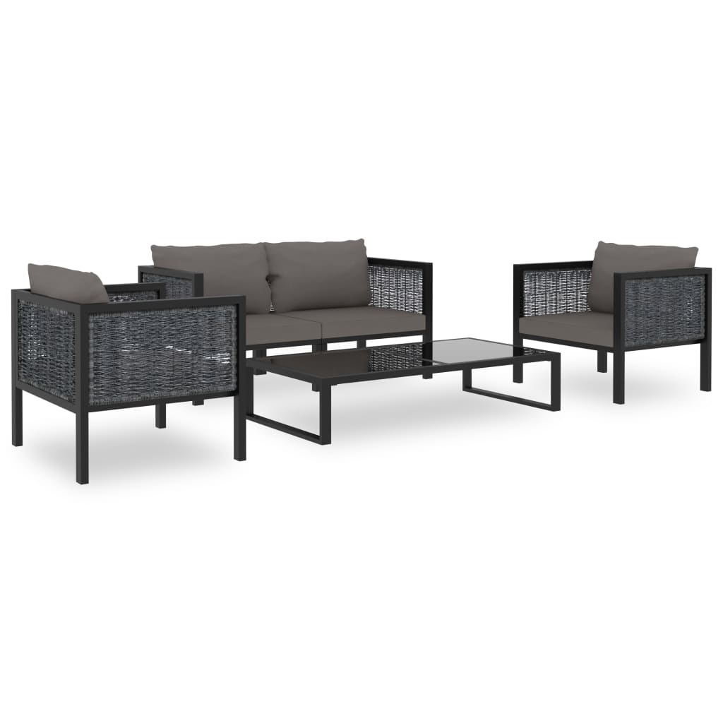 Corner Sofa Unit with Right Armrest Poly Rattan Anthracite