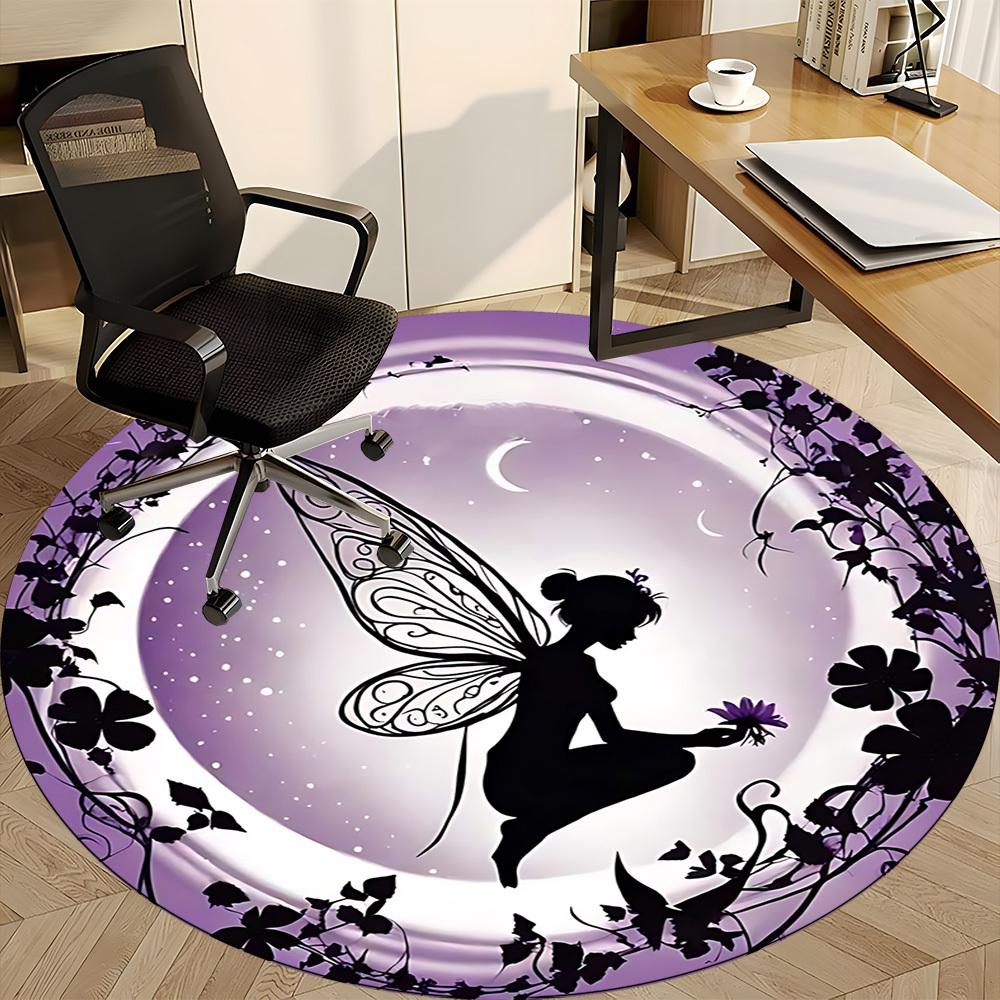 1pc Fairy Garden Office Round Area Rug, Indoor Mat Suitable ForOffice, Under Office Chairs Bedroom Living Room Home Decor, Room Deco, T145