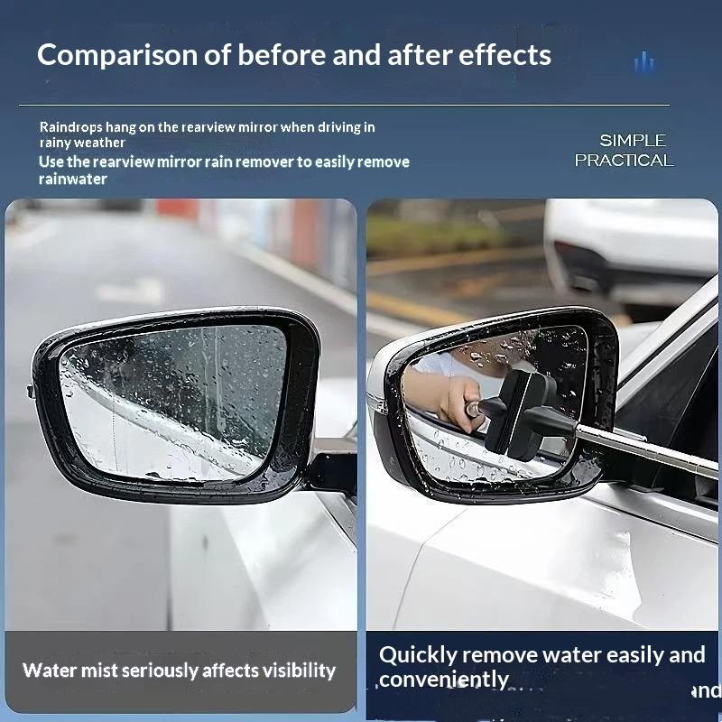 Retractable Car Side Mirror Wiper 66cm Extendable Universal Fit Rearview Mirror Squeegee for Car SUV Truck Rainy Use