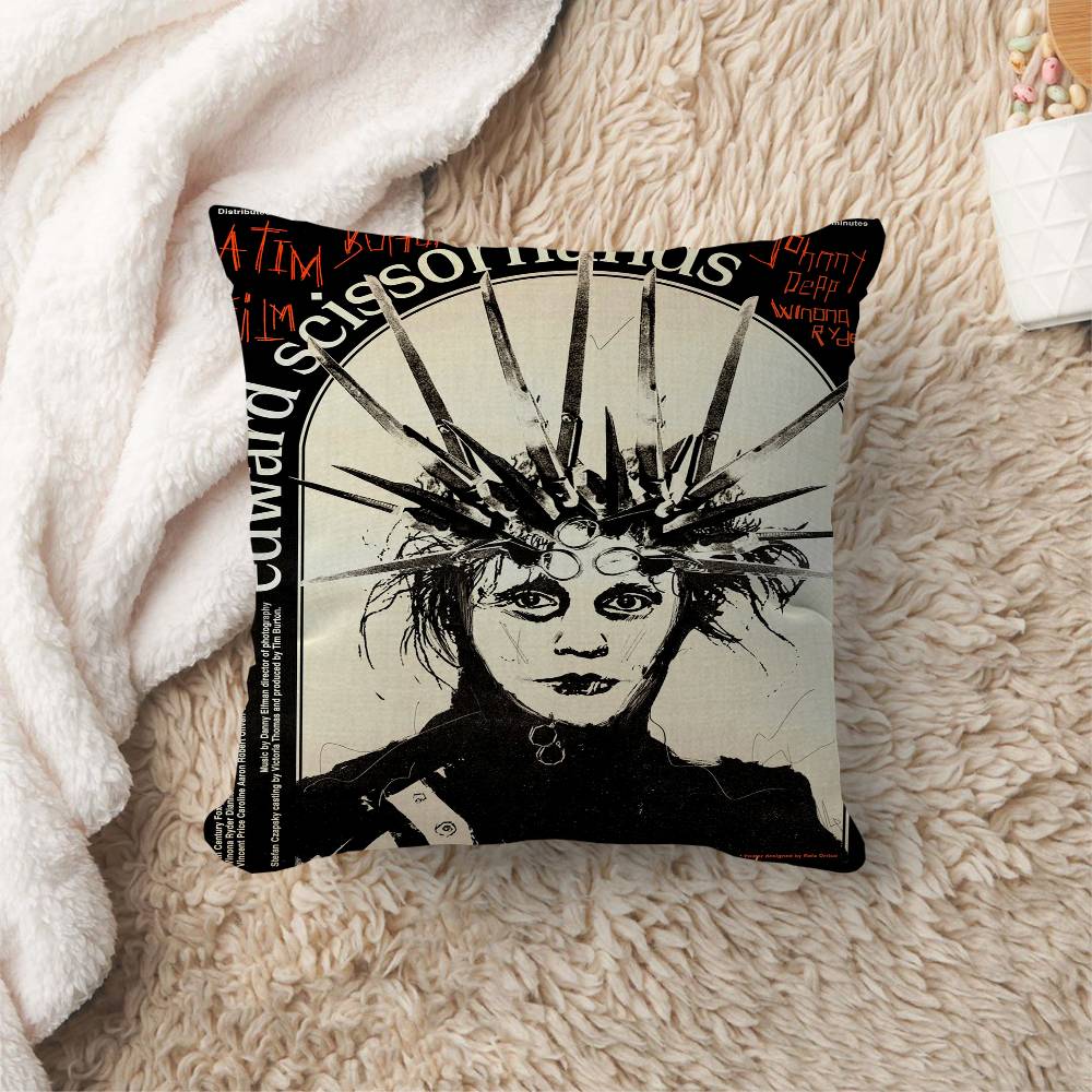 Movie E-Edward S-Scissorhands Cushion Cover Car Throw Pillow Case For Sofa Car Christmas Gift 40X40Cm 45X45Cm