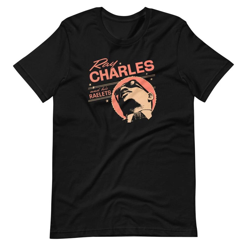

RAY CHARLES Poster Style Fan Art Graphic Tee Shirt Short-Sleeve Unisex 100% Cotton T-shirt Mens Tees Top 4XL