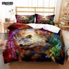 Forest Animal Wolf Printed Polyester Bedding Set Soft And Comfortable Comforter Bedding Sets Complete Size Customizable