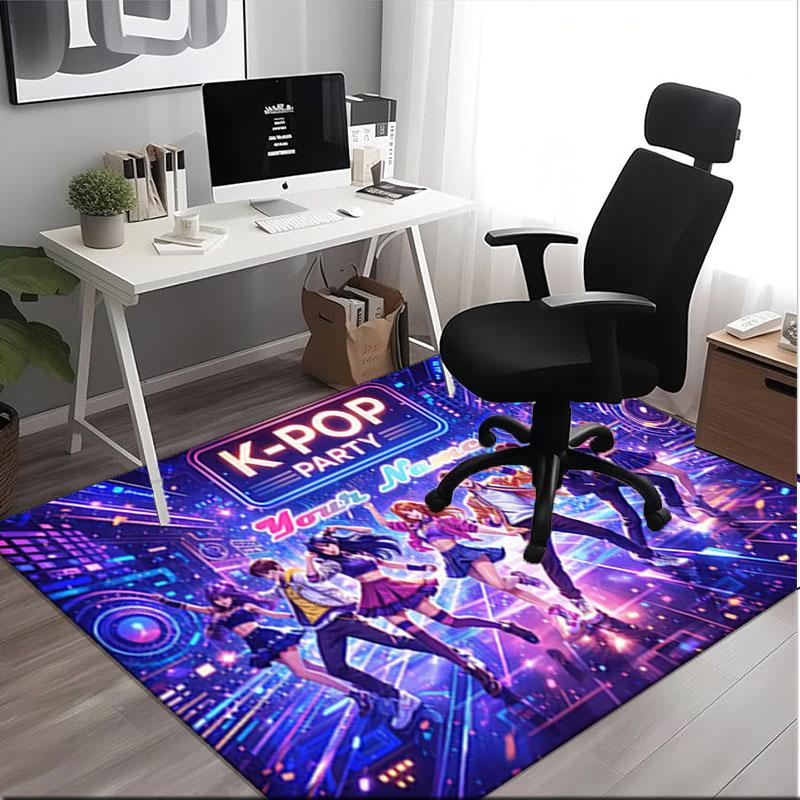 1PC Custom Name K-Pop Party Night Theme Floor Mat Ideal for Living Room, Game Rooms, Office, Bedroom,Floor Mat Playful Design