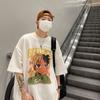 100% Cotton Ins American Style Half-sleeved T-shirt Men Short-sleeved Loose Trend Large Size Five-quarter-sleeved T-shirt Men