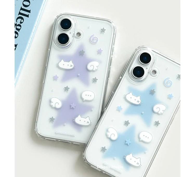 Clmj Korean ins Cat Wings Star Phone Case For Samsung Galaxy A37 A57 A16 A17 A36 A26 A56 A55 A35 A25 A15 A54 A24 A14 A13 4G 5G