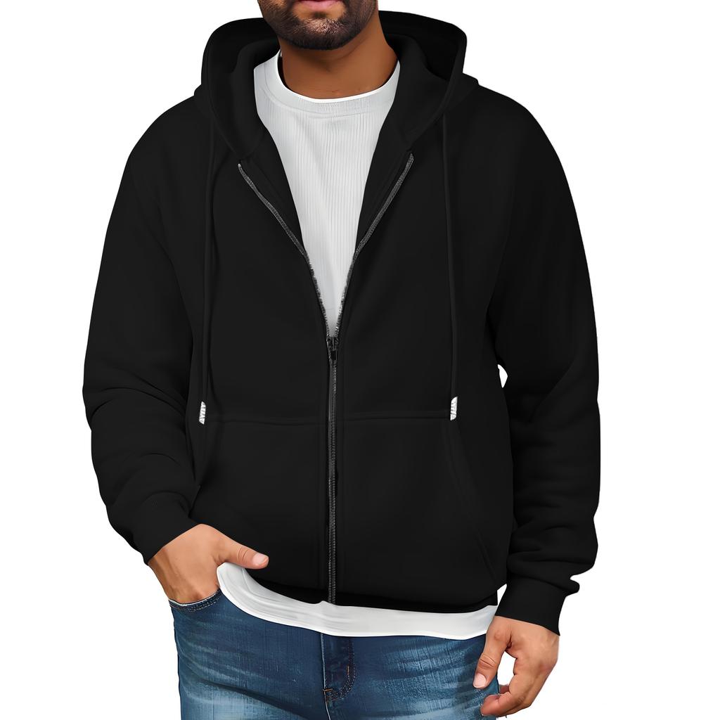 Mens Full Zip Hooded Drawstring Hoodies Pullover Sweatshirts Casual Long Sleeve Shirts