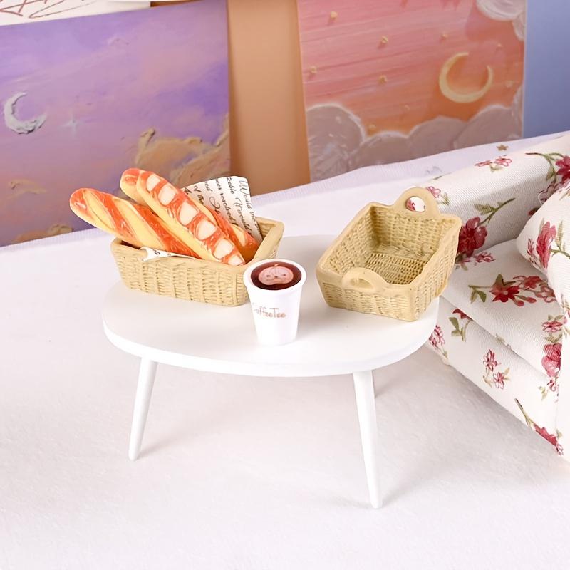 Mini Bread basket decoration, resin crafts, house decoration accessories miniature food bread basket, DIY miniature scene art project