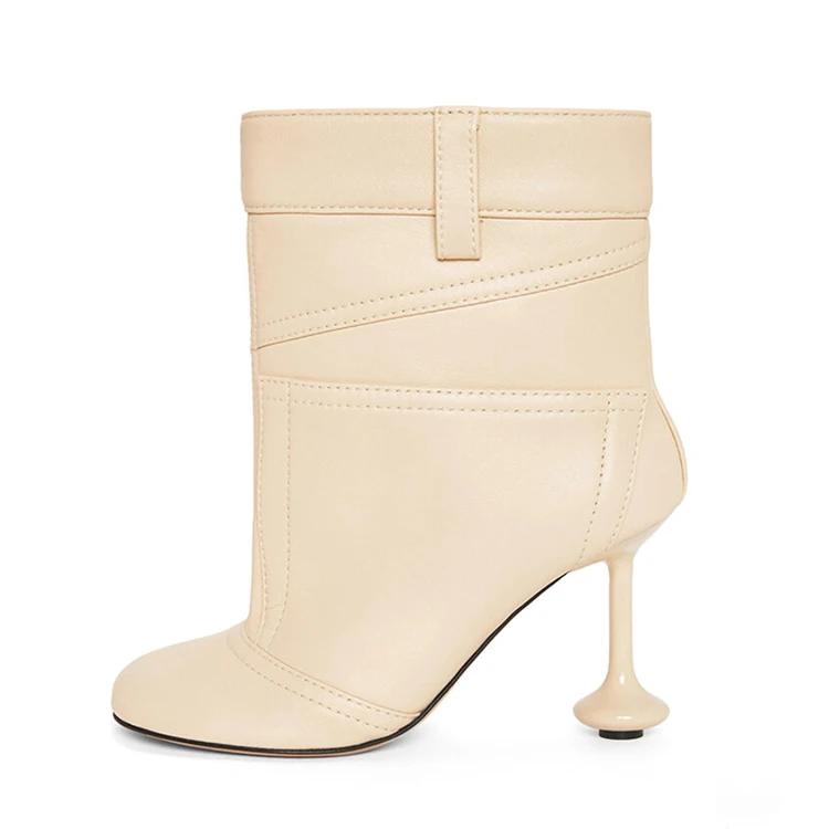 Móda Jaro Podzim Nové Nepravidelný Podpatek Okraj Džínové Sukně Kotníkové Boty Evropský Americký Dámský Šitý Vysoký Podpatek Módní Krátké Boty