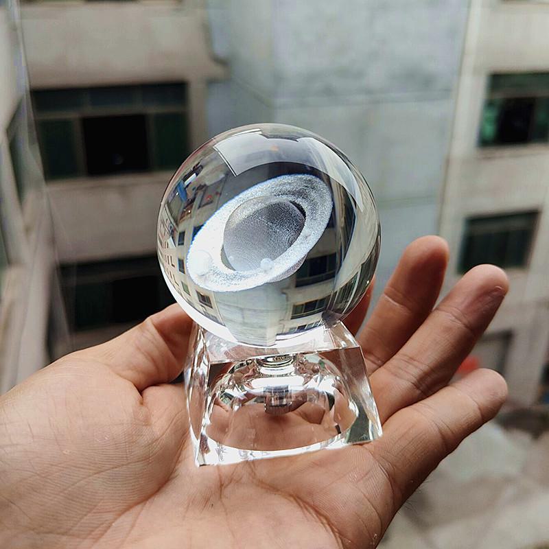 "40 Crystal Ball Ornaments: Rainy Day Clouds, Sun, Galaxy Design - Laser Engraved Cube for Home Decor and Gifts"