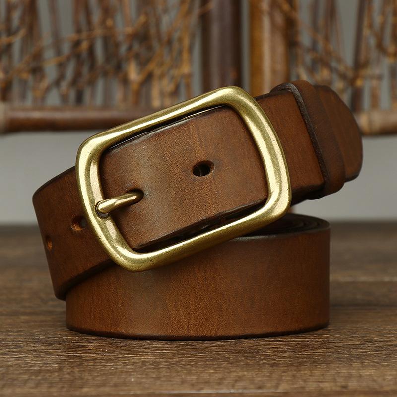 Men's Belt Retro Washed Distressed First Layer Pure Cattlehide Leather Pin Buckle Versatile Youth Casual Jeans Belt