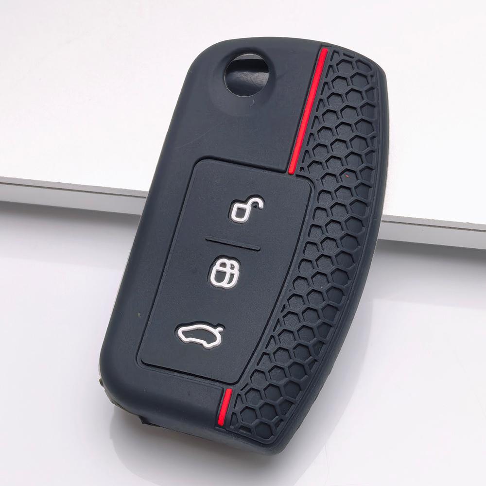 Silicone Key Cover for Ford 3 Button Flip Key, Fits Ford Focus Mondeo Fiesta C-Max Galaxy Kuga, Shockproof Key Fob Holder, Protective Accessory