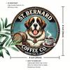 Vintage Metal Poster Saint Bernard Coffee 20x20 cm Wall Art Kitchen Decor