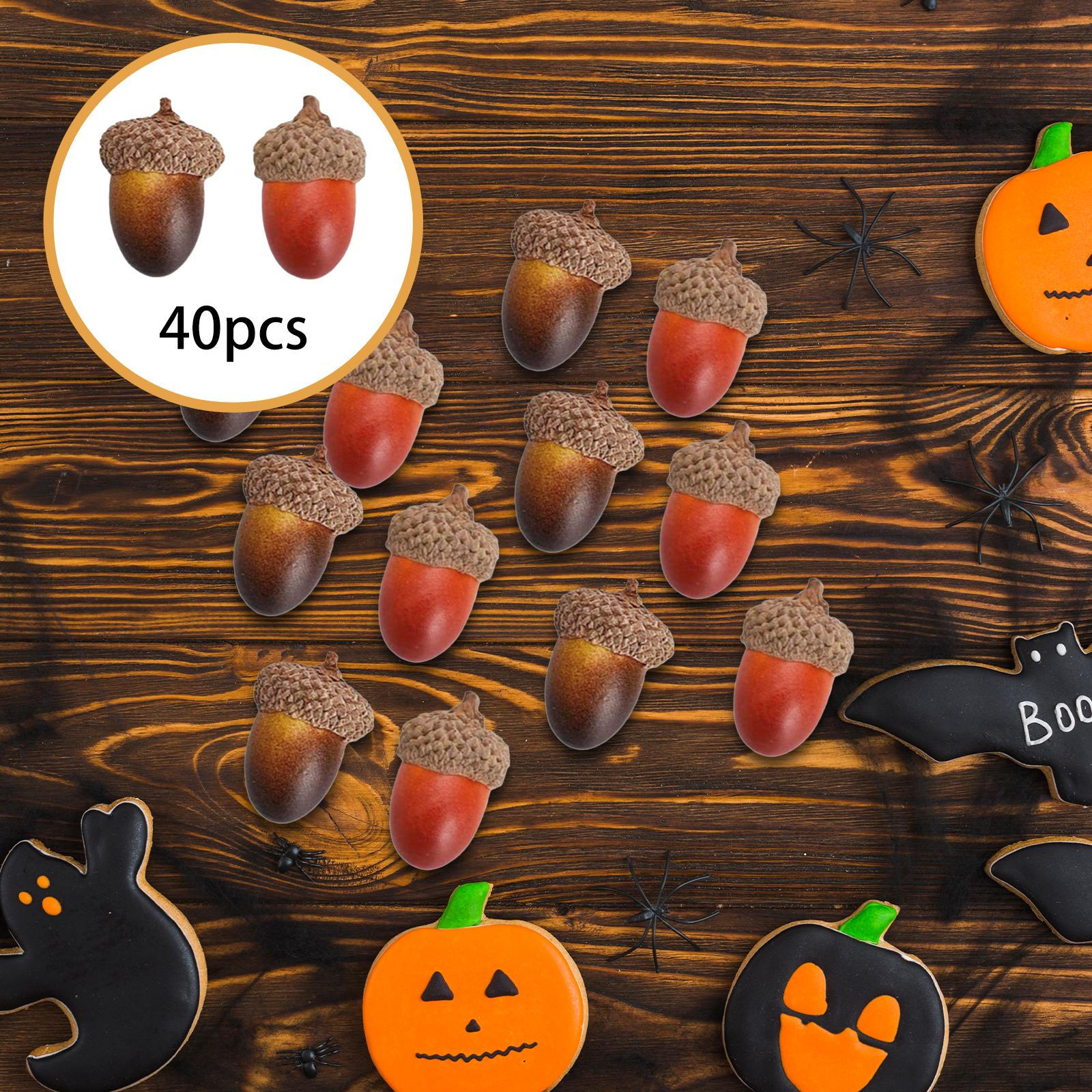 

40 шт. Искусственные желуди Модель растений Орех дуба со шляпкой желудя Сделай сам Мини Искусственные фрукты Реквизит для стола