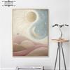 Nordic Sun Moon Pink Cloud Landscape Dreamy Poster Wall Art Canvas Painting and Print for Modern Home Cuadros Decoration Picture