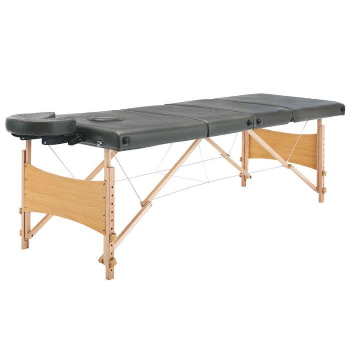 VidaXL Table de massage avec 4 zones Cadre en bois Anthracite 186x68cm