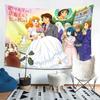 Anime Wedding Tapestry Cute Cartoon Bride and Groom Scene Colorful Retro Style for Bedroom or Dorm Decor
