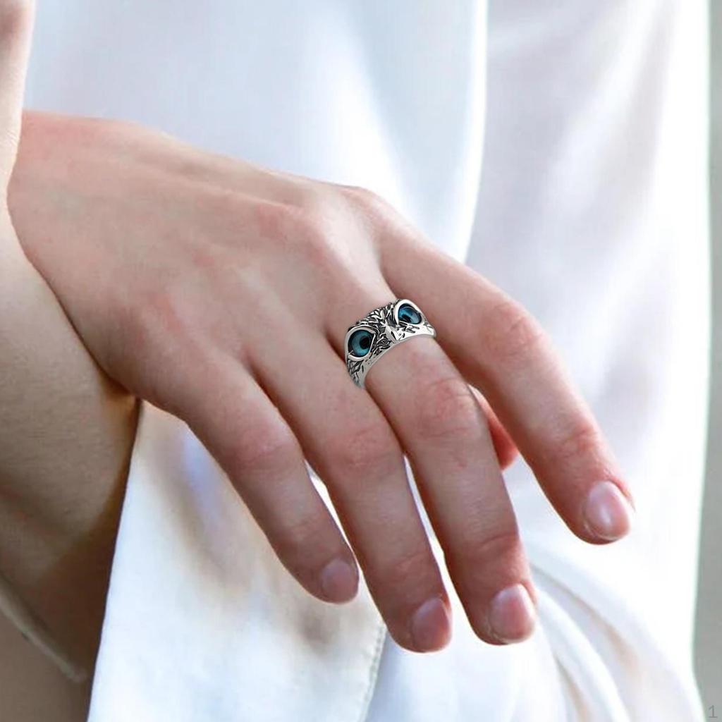 Eye Owl Rings Animal Open Ring Statement for Men Women Teen Boys Girls