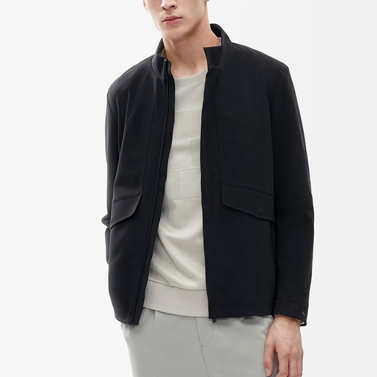 Fila Solid Color Sports Knit Stand Collar Jacket Men Jackets Black F11M212508FBK