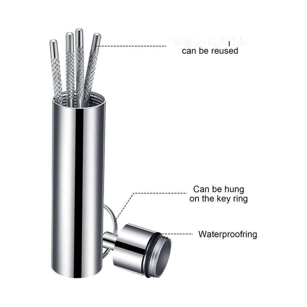 Portable Titanium Toothpick Bag Set Reusable Stainless Steel Toothpicks with Holder for Outdoor