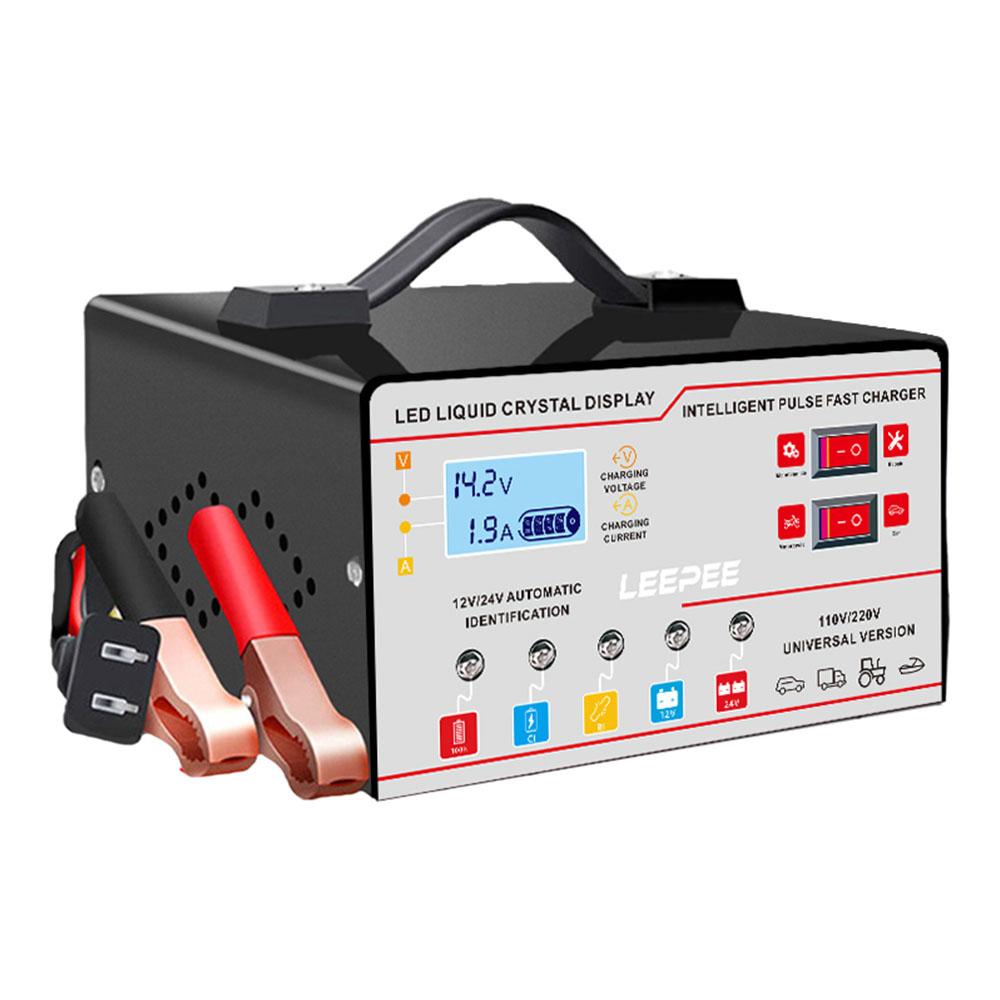 Multiple Protection 12V 24V 6A Overvoltage Protection Intelligent Pulse Repair Digital LCD Display Voltage Temperature Detection Car Battery Charger