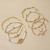 Vintage Seed Bead Stacked Bracelet Set Starfish Shell Embellishment Bracelets Elegant Women's Summer Beach Party Ideal Zircon