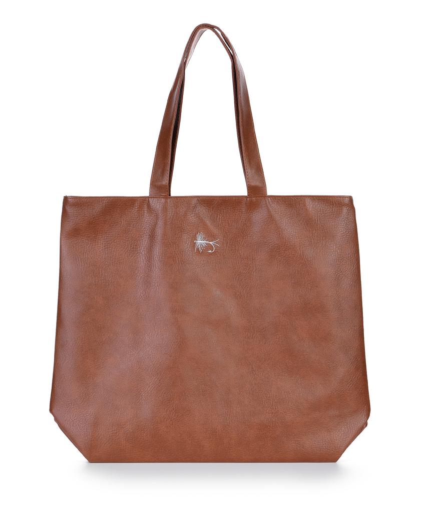 The-Abon Fisherman Faux Leather Big Tote Bag Black