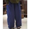 Women Vintage Winter Pants Solid Color Elastic Waist Bandage Female Warm Long Pants