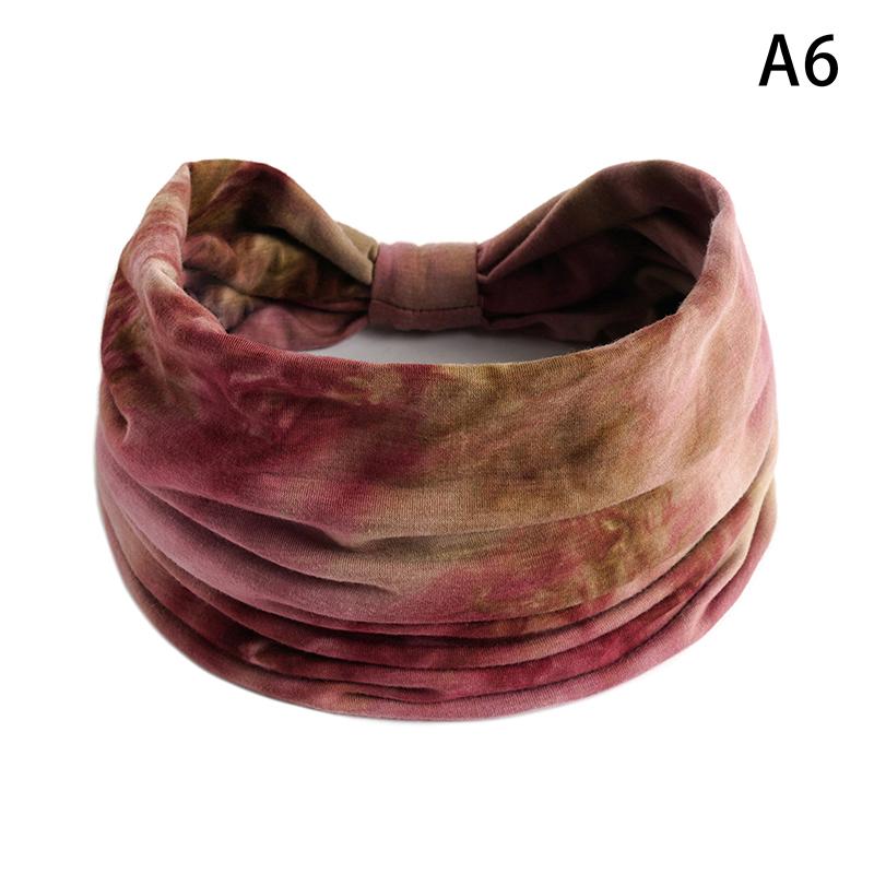 Tie-Dye Boho Knot Turbans Yoga Elastic Head Wrap Women Headband Wide Hairbands Headwear Bandanas  Hair Band Accessories