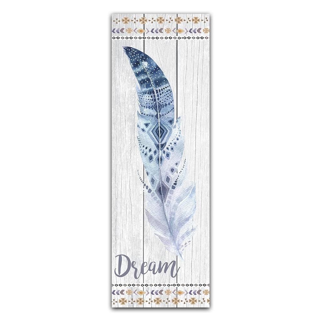 Les Trésors De Lily [A2329] - Blue 'Boho' Designer Canvas (dream - Feather) - 90x30cm