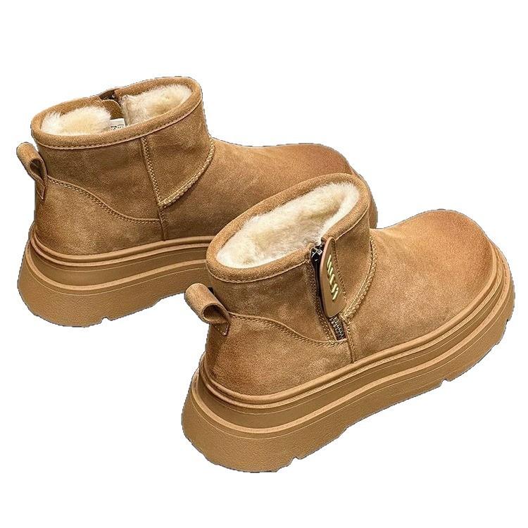 Snow boots cotton shoes winter new velvet thickened thick-soled non-slip snow women's boots flat short boots